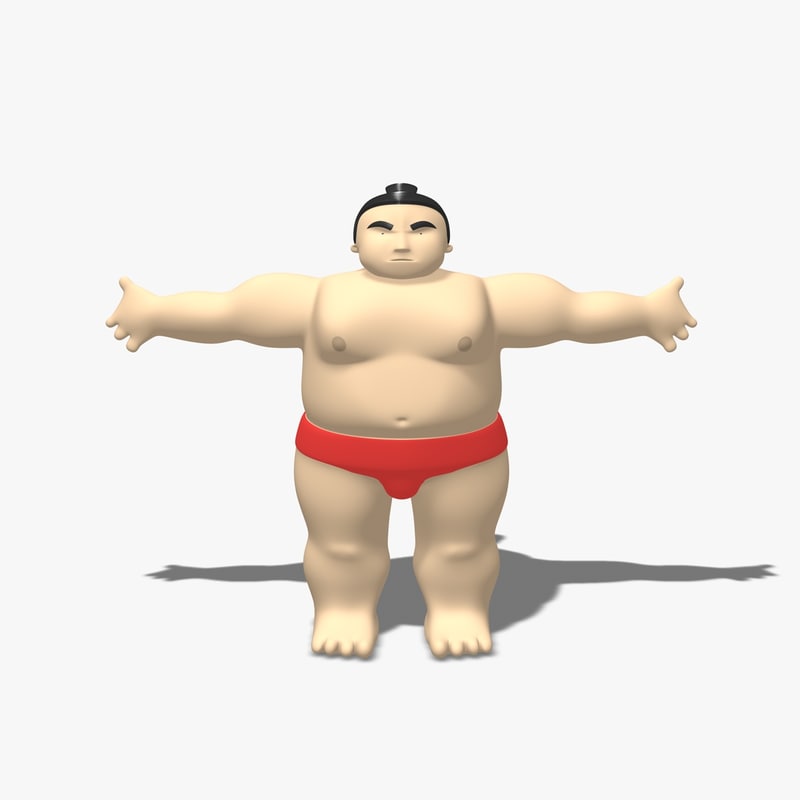 cartoon sumo wrestler 3d model