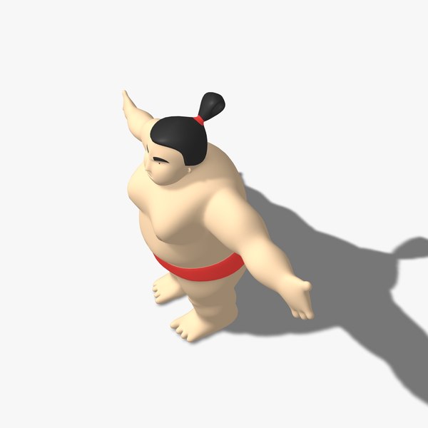 cartoon sumo wrestler 3d model