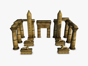 egyptian temple elements 3d 3ds
