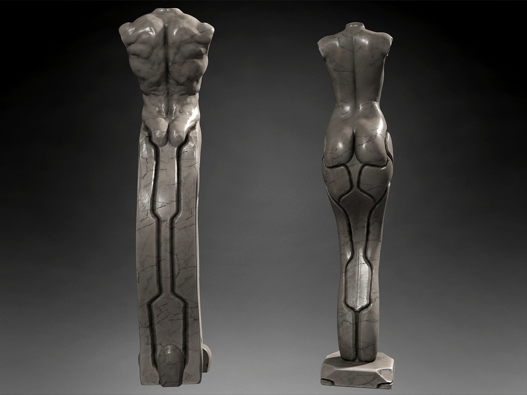 3d model sculptures man woman