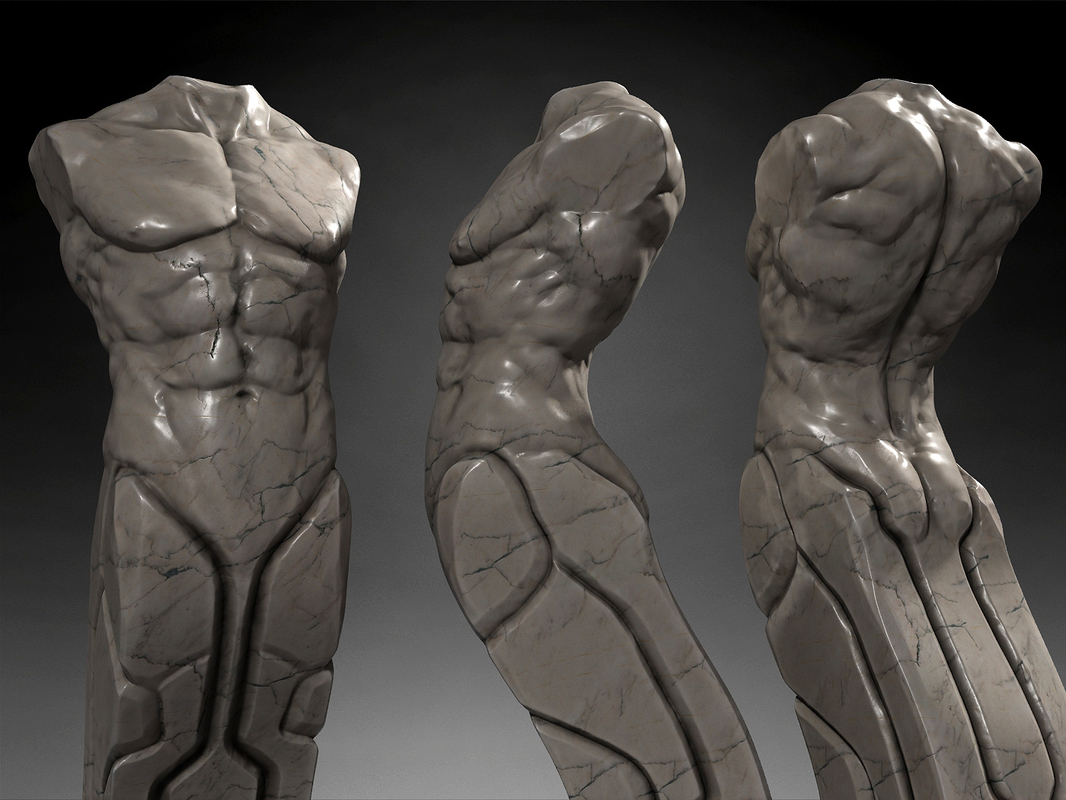 3d model sculptures man woman