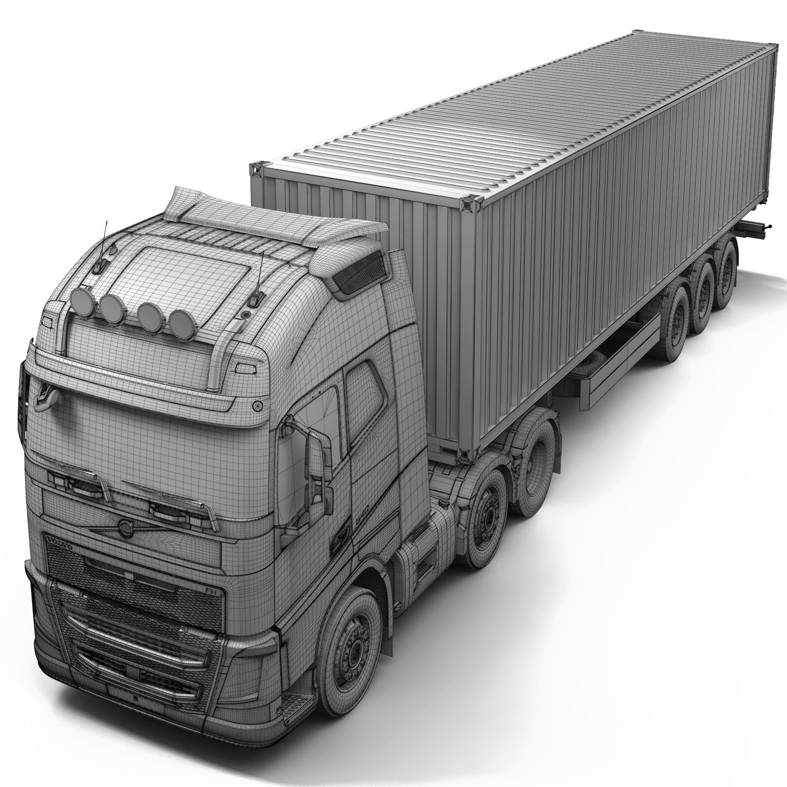 volvo fh 2013(集装箱)3d模型