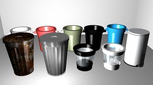 3d model trash trashcan