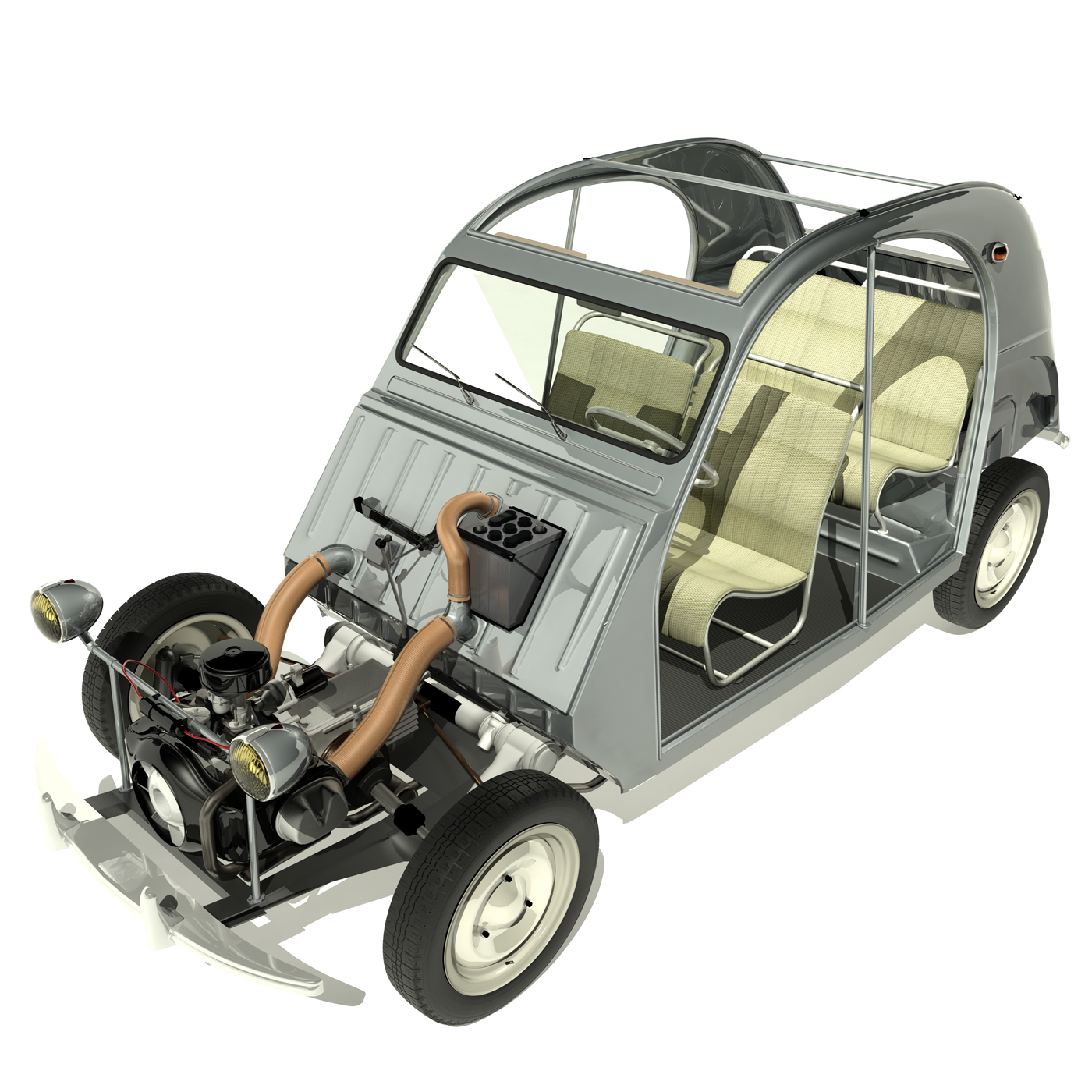 Classic Citroen 2cv 1958 3d Model