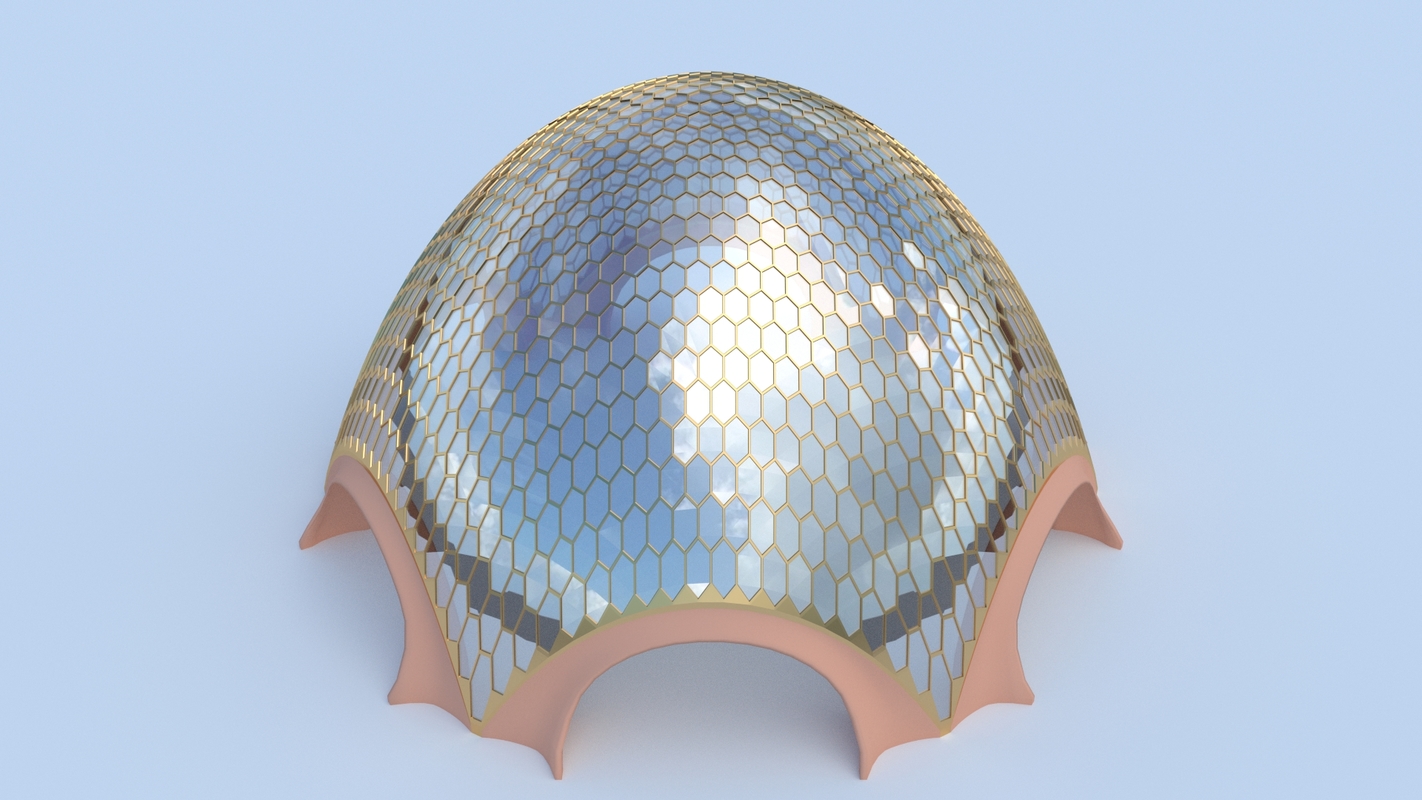 3ds max glass dome egg hexagon