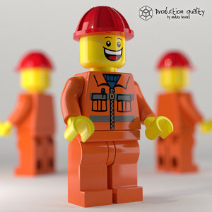 c4d lego construction worker figure