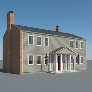 3d model colognial style house 2