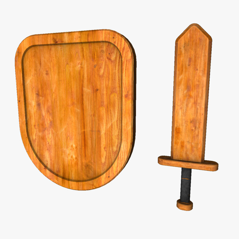 3d Model Small Wooden Sword Shield