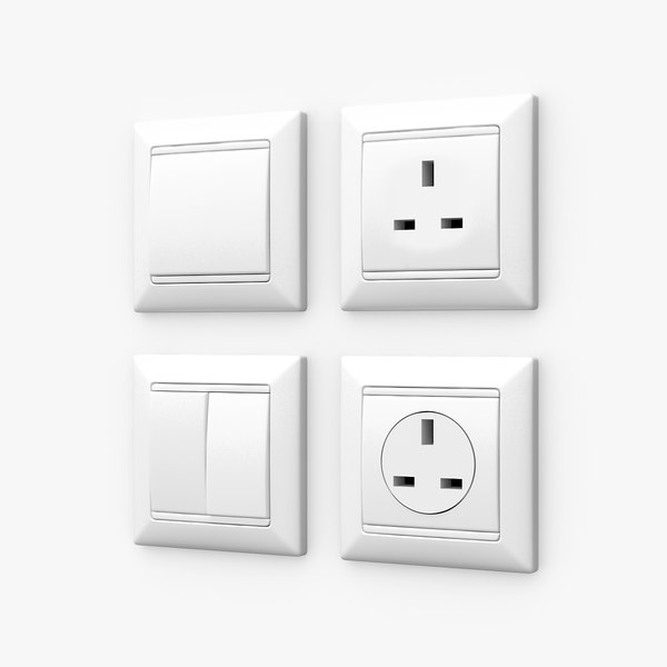 wall switches sockets 3d max