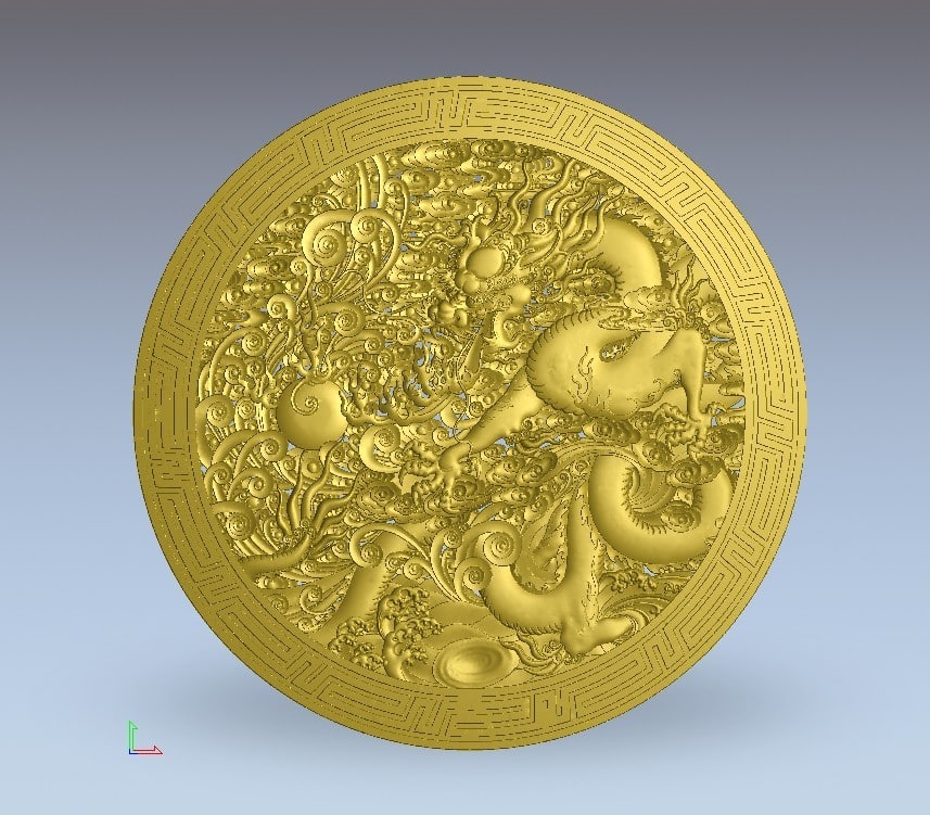3d model chinese dragon plate