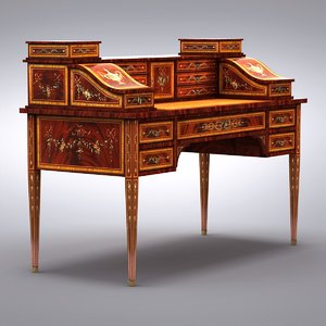 english regency style writing desk 3d model
