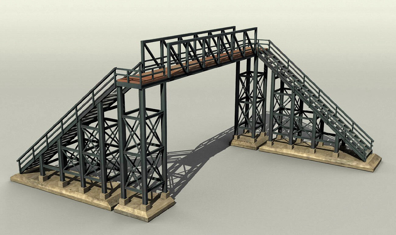 3d model of pedestrian railway bridge