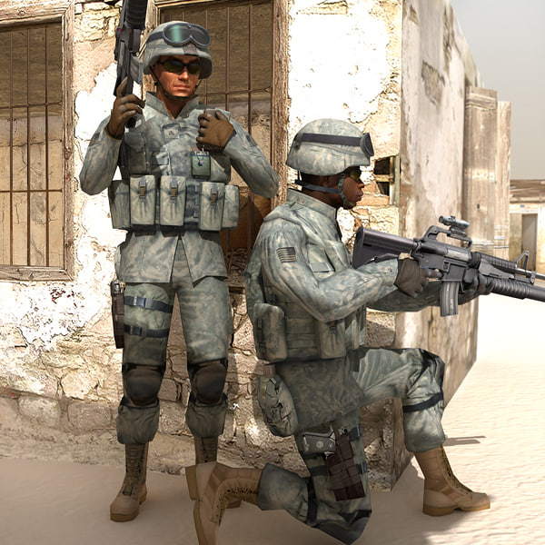 3d model soldiers m16 m4