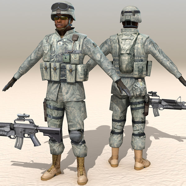 3d model soldiers m16 m4