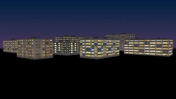 3ds Max Night Buildings Background