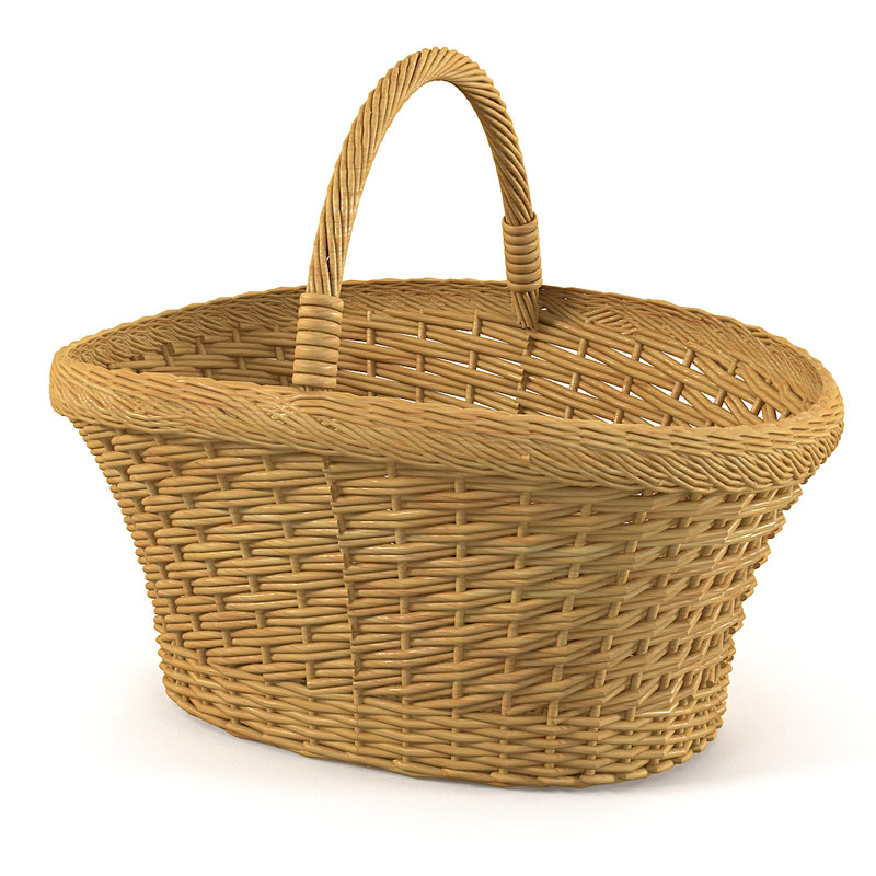 wicker basket traditional 3d model