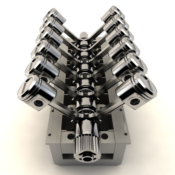 v12 cylinder crankshaft 3d model