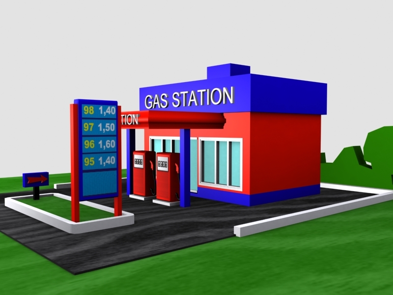 3ds cartoon gas station
