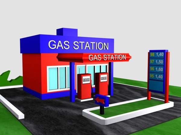 3ds cartoon gas station