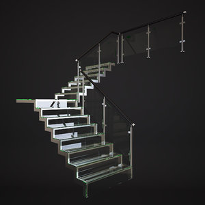 3d glass stairs model