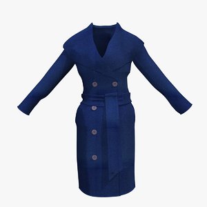 3d 3ds womans blue winter coat