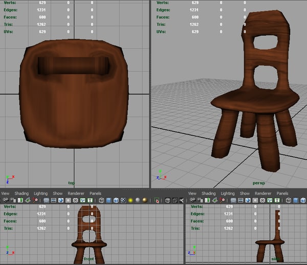 3d model old wooden chair