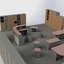 3d model set office furniture
