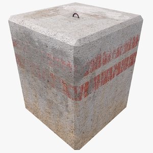 3d square concrete block