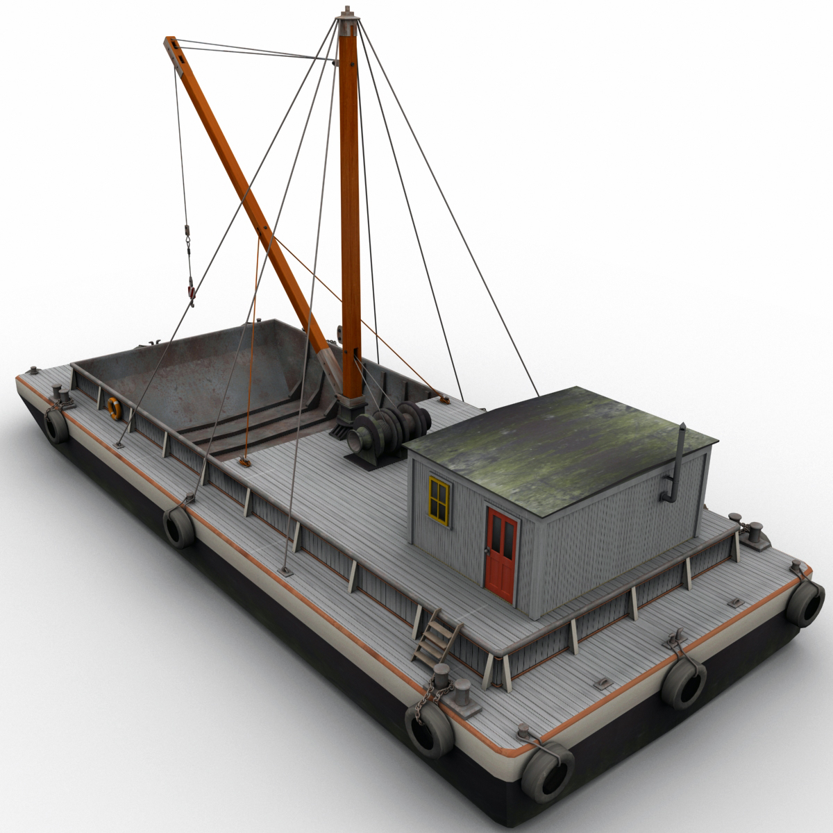 浮动驳船和拖船收集3d模型