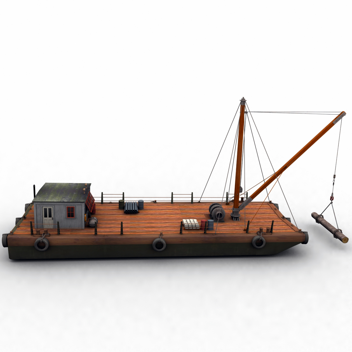 浮动驳船和拖船收集3d模型