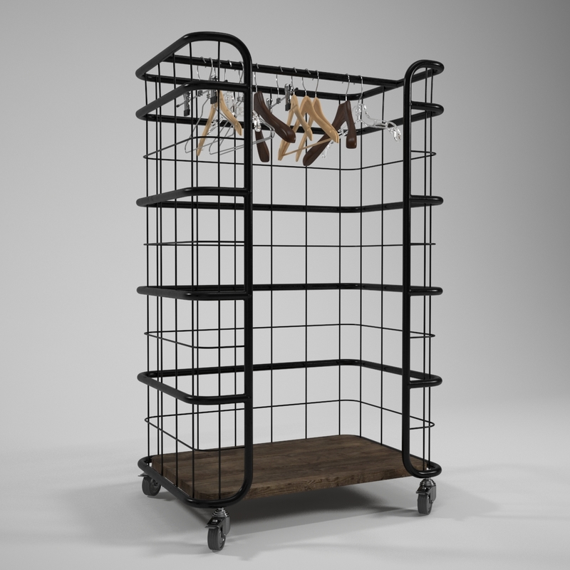 industrial style coat hanger 3d model