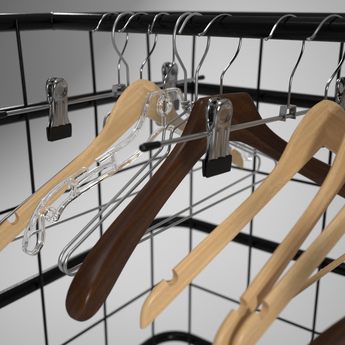 industrial style coat hanger 3d model