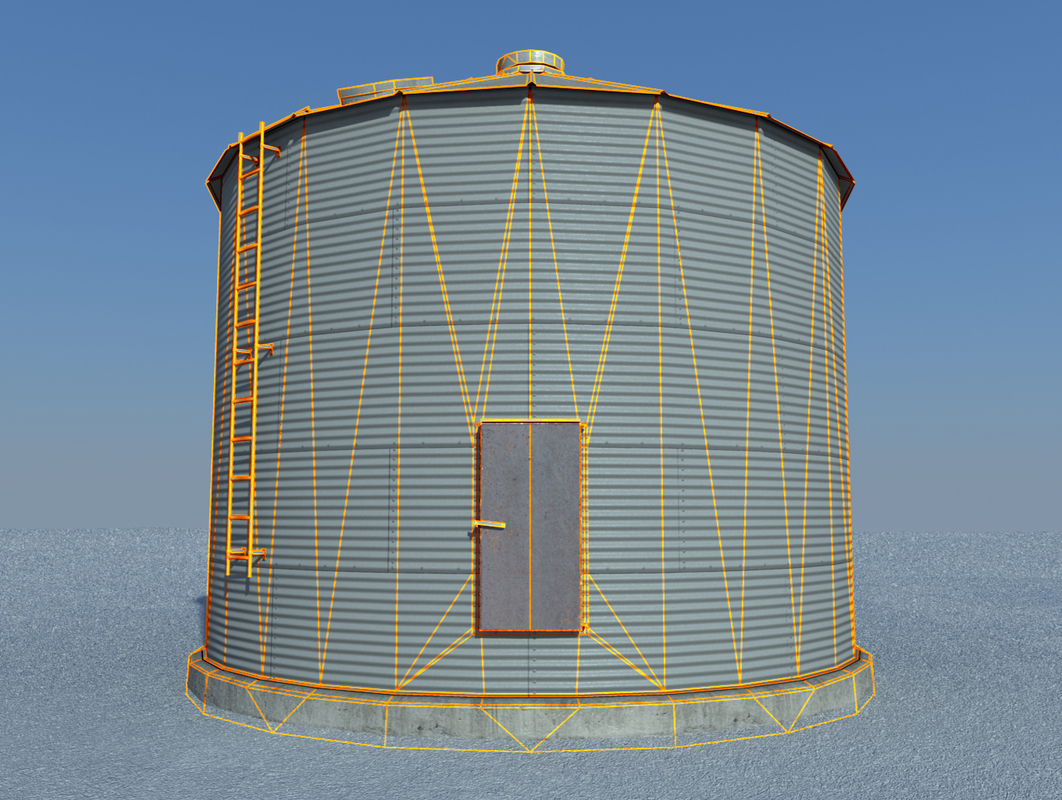 3d model grain bin old