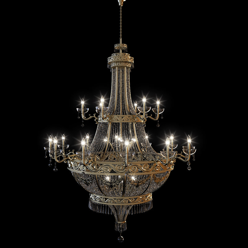3d model ornate chandelier gold