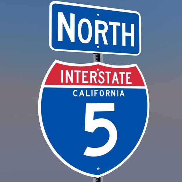 Interstate 5 Signs California 3d C4d