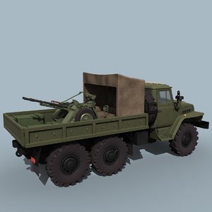 gun truck ural-4320 zpu-2 3d 3ds