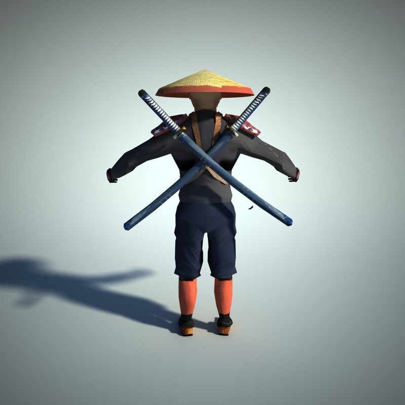 free character samurai 3d model