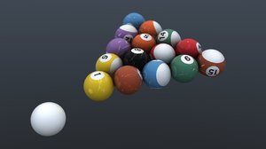 set billiard balls 3d model