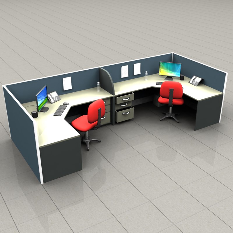 cubicles office 3d obj