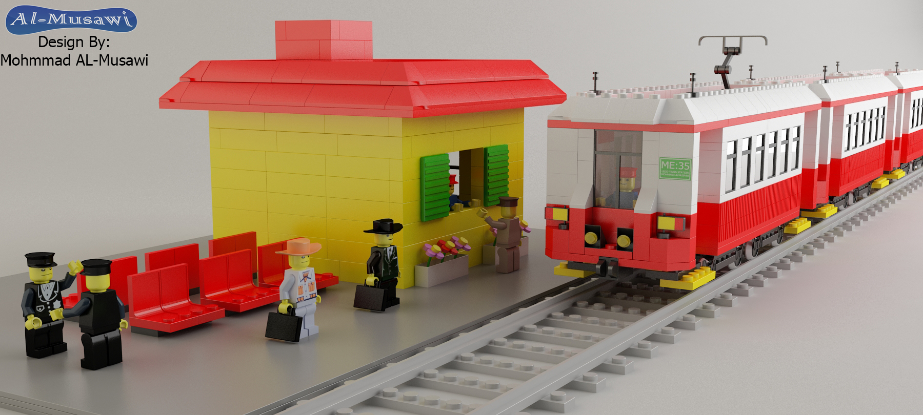 3d model lego train station character