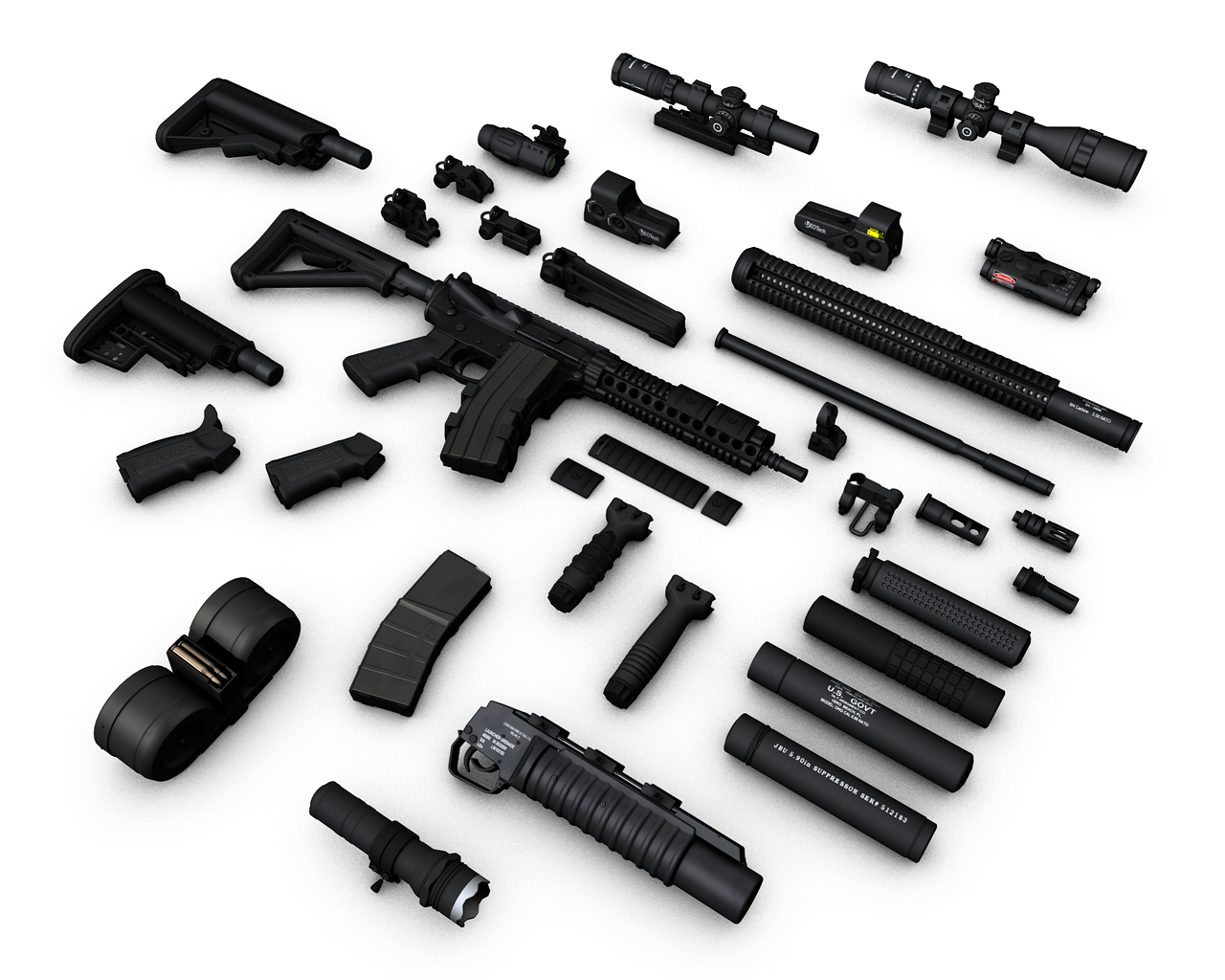 3d weapons m4 sopmod scar-h