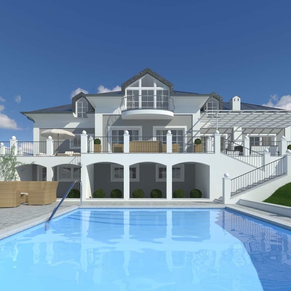 带泳池的别墅3d模型