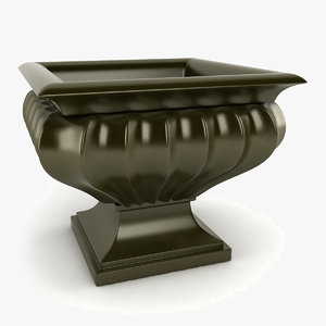 3d model fluted square urn