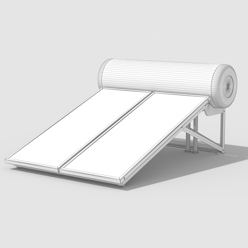 3d solar water heater panel model