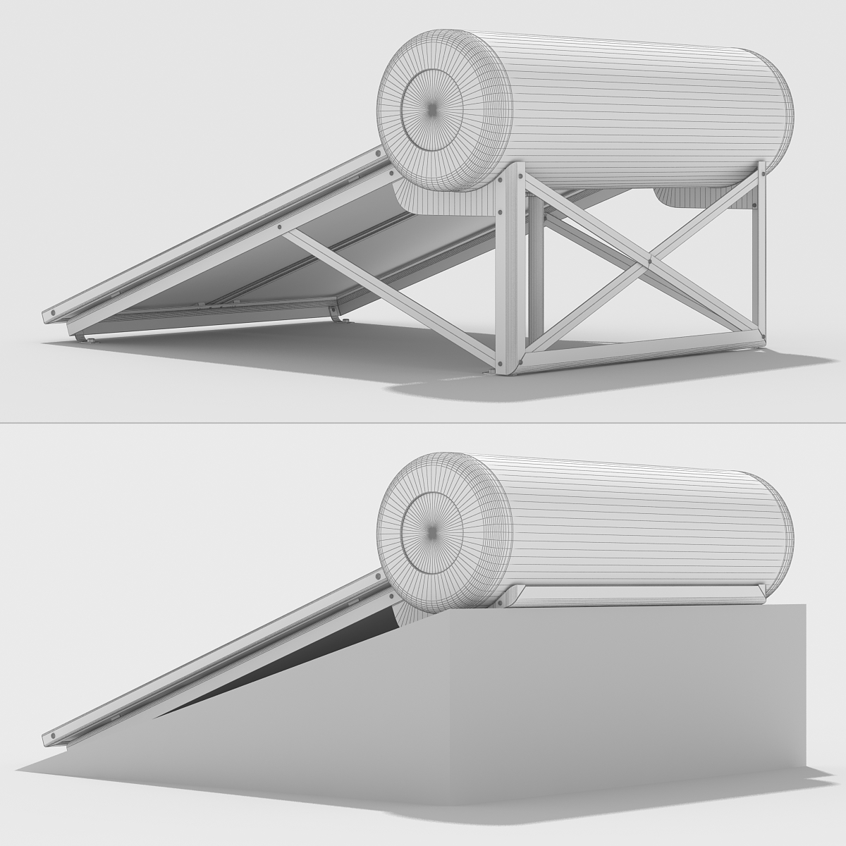 3d solar water heater panel model