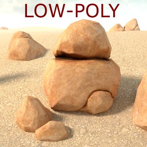 boulder sandstone rock low-poly 3d model