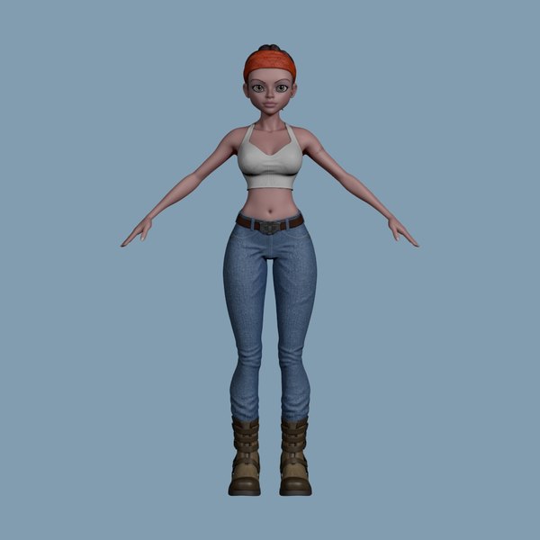 stylized female clothed 3d model