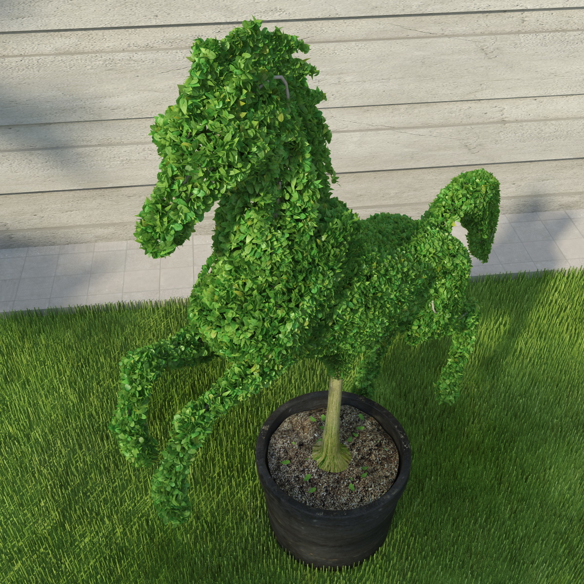 horse topiary sculpture 3d model