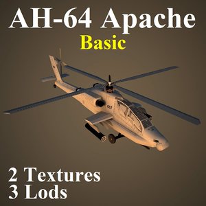 3d ah-64 apache basic attack helicopter model