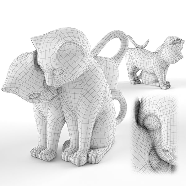 3d figurine cats model